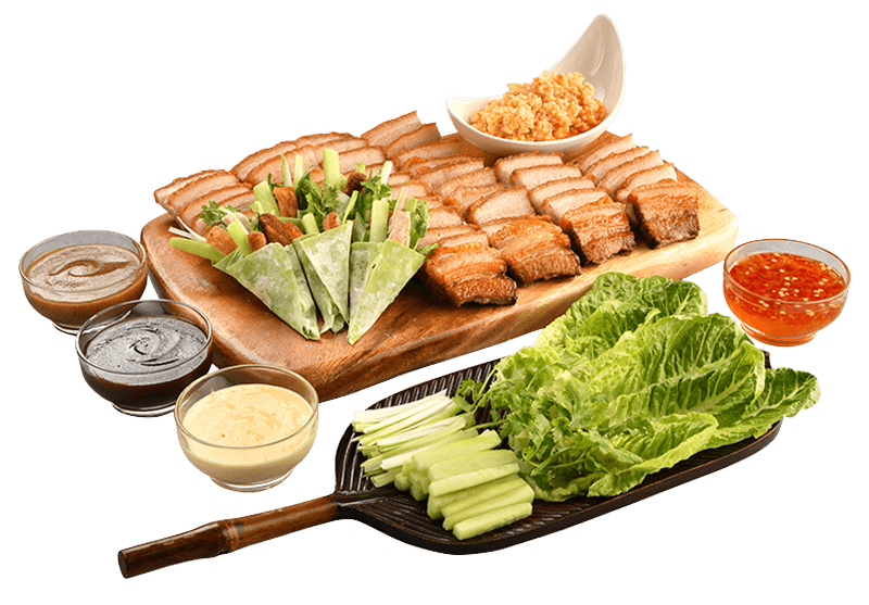 Crispy pork belly platter