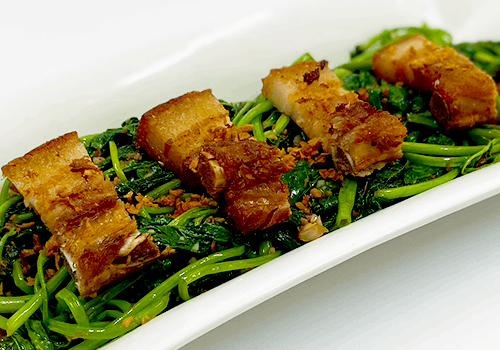 Kangkong with Lechon